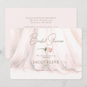 Invitación Vestido de Novia Elegancia Rubor Rosa Despedida de