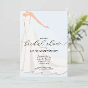 Invitación Vestido de Novia Elegante Azul Regalo de Boda