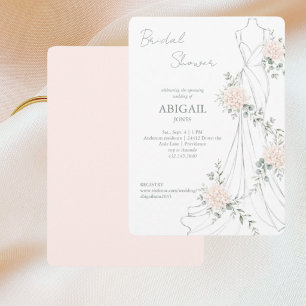 Invitación Vestido de Novia Floral Rosado Elegante 2
