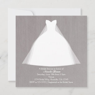 Invitación Vestido de Novia Glamour Moderno Despedida de Solt
