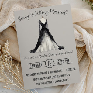 Invitación Vestido de Novia Gótico Lluvia de Regalos