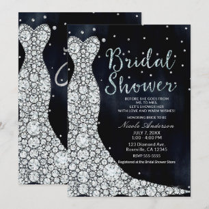 Invitación Vestido de Novia Moderno Azul Regalo de Boda de Di