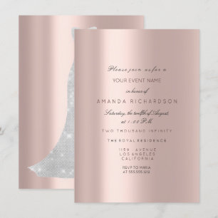 Invitación Vestido de novia rosa pastel rosa diamante