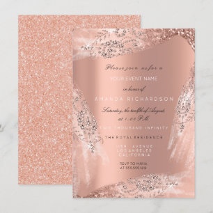 Invitación Vestido de novia Sweet 16 Rosa Melocotón Diamante