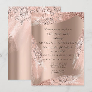 Invitación Vestido de novia Sweet 16 rosa oro centelleante