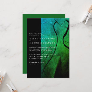 Invitación Vestido de novia verde contemporáneo Boda 