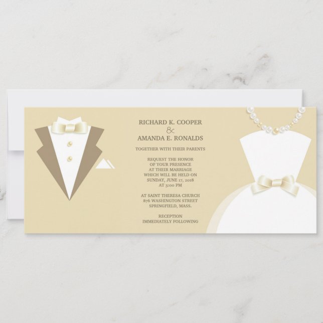 Invitación Vestido de novia y matrimonio Groom Tuxedo (Anverso)