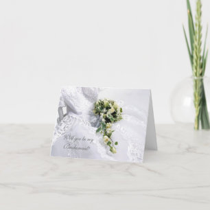 Invitación Vestido de novia y rosas Dama de honor