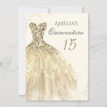 Vestido de oro brillante 15 cumpleaños Quinceañera
