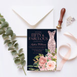 Invitación Vestido de oro de Rosa de Marina y Rubor 50 cumple<br><div class="desc">Invitación a 50º cumpleaños de Navy & Rubor Rosa Gold Vestido Floral Ver colección coincidente en Nest Store Muchas gracias</div>