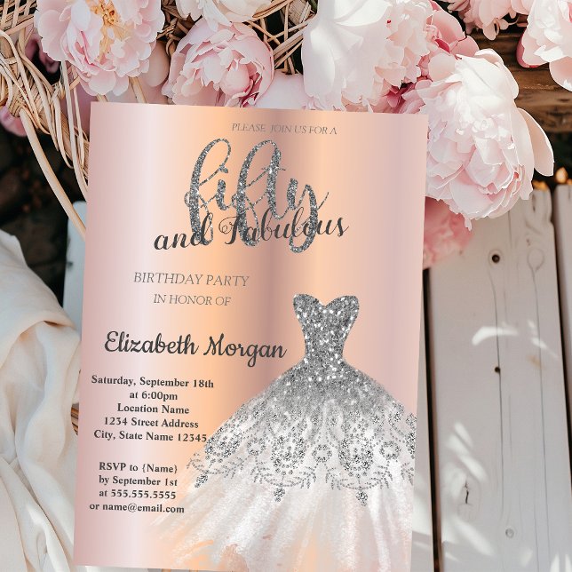 Invitación Vestido de plata, cumpleaños 50 de fiesta de Rose  (Subido por el creador)