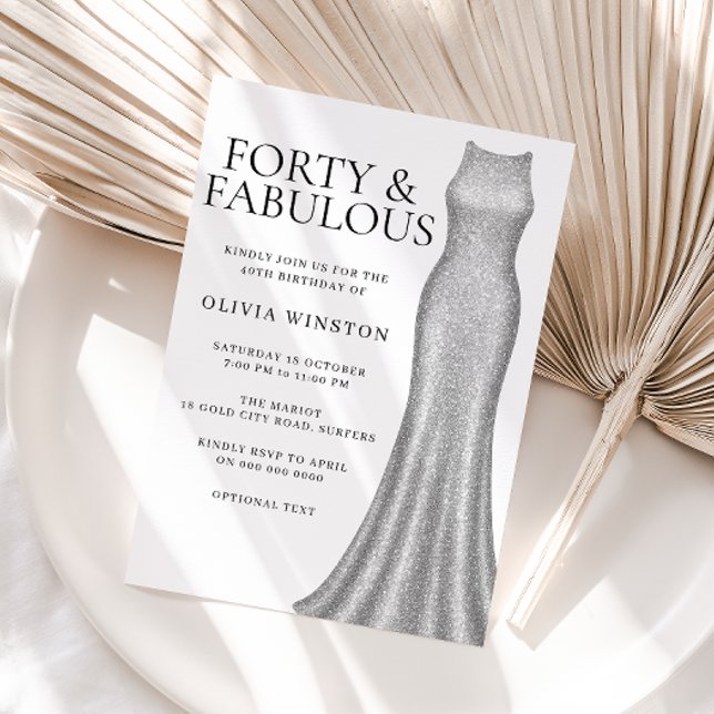 Invitación Vestido de plata esparcido mujeres 40 Fiesta de cu (Subido por el creador)