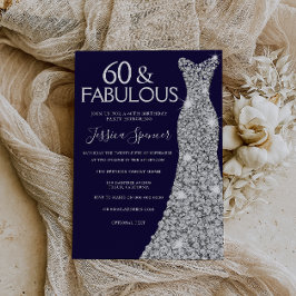 Invitación Vestido de plata marina 60 y fabuloso cumpleaños 6