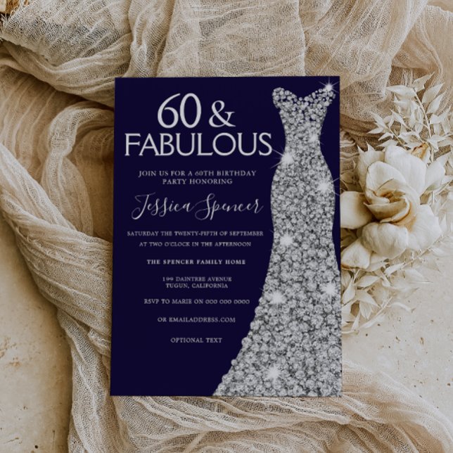 Invitación Vestido de plata marina 60 y fabuloso cumpleaños 6 (Subido por el creador)