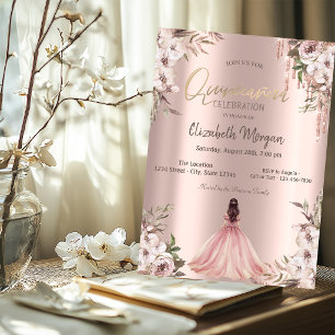Invitación Vestido de princesa con gotas de purpurina de oro