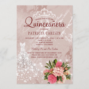 Invitación Vestido de princesa de diamante rubor chic quincea