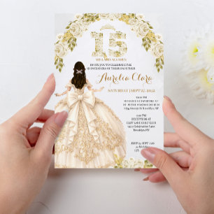 Invitación Vestido de princesa de marfil floral Coquette Quin