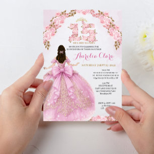 Invitación Vestido de princesa Floral Blush Coquette Quincean