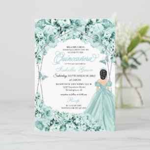 Invitación Vestido de princesa verde menta Quinceanera