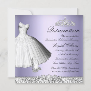 Invitación Vestido de Purpurina Brillo Purpura y Tacones Quin