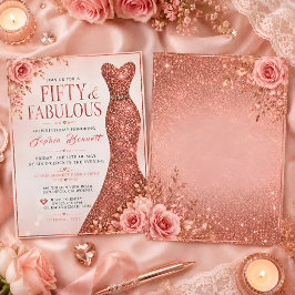 Invitación Vestido de purpurina cincuenta y fabuloso floral e