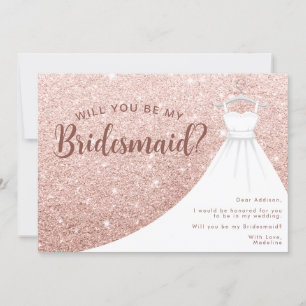 Invitación Vestido de purpurina de oro rosa ¿Quieres ser mi d
