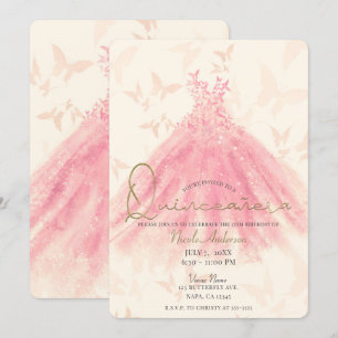 Invitación Vestido de Quinceañera Butterfly Dance Peach Spark