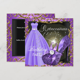 Invitación vestido de quinceañera cumpleaños 15 años vestido 