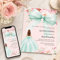Vestido de Quinceañera de flores rosadas sonrojada