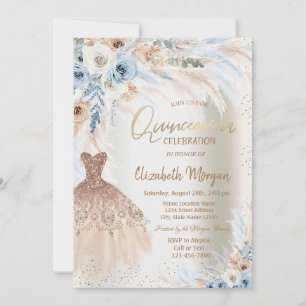 Invitación Vestido de Quinceañera de hierba de Pampas de rosa