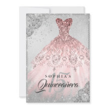 Vestido de Quinceañera de rosa oro plateado con de