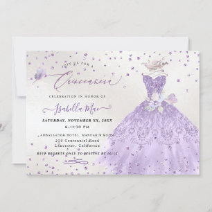 Invitación Vestido de quinceañera lila púrpura con brillo de 