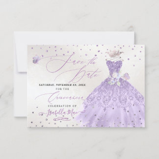 Invitación Vestido de quinceañera lila púrpura con brillo, gu