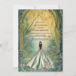 Invitación Vestido de Quinceañera Portal del Bosque Encantado