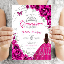 Vestido de Quinceañera Rosa Fucsia Plateado