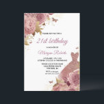 Invitación Vestido de Rosa rosado con vestido de 21 años Fies<br><div class="desc">Vestido de Rosa rosado Rubor Vestido 21ª fiesta de cumpleaños Invitación Más elegantes diseños florales en nuestra tienda! Vea la colección coincidente en nuestra tienda</div>
