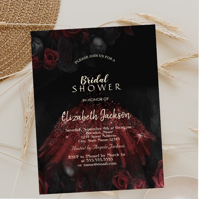 Invitación Vestido de rosas rojas góticas para fiesta de comp (Subido por el creador)