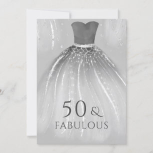 Invitación Vestido de sirena plateado 50 y fabuloso cumpleaño