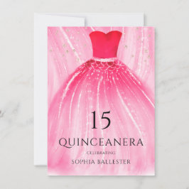 Invitación Vestido de Sirena Rojo 15º Fiesta Quinceañera