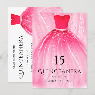 Invitación Vestido de Sirena Rojo 15º Fiesta Quinceañera
