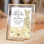 Invitación Vestido dorado Floral Sesenta y fabuloso cumpleaño<br><div class="desc">Vestido dorado Floral Sixty & Fabulous 60th Birthday Invitation Variaciones a la invitación y artículos coincidentes en nuestra tienda</div>