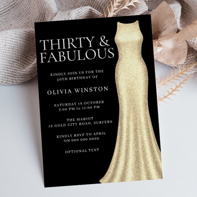 Invitación Vestido dorado y mujeres negras 30 cumpleaños (Subido por el creador)