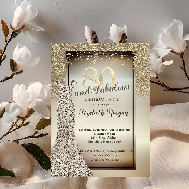 Invitación Vestido Elegante con Brillo, Fiesta de Cumpleaños  (Subido por el creador)