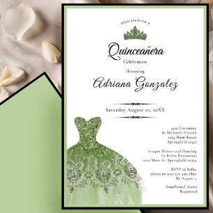 Invitación Vestido elegante cumpleaños 15 años Quinceañera ve