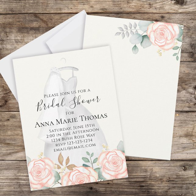 Invitación Vestido elegante de traje de novia floral de Rubor (Subido por el creador)