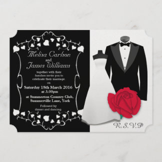 Invitación Vestido elegante del smoking y de boda