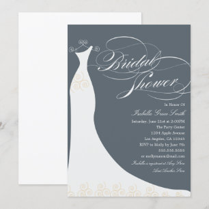 Invitación Vestido elegante   Elija su propio color de fondo