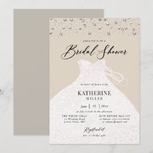 Invitación Vestido elegante en la elegante ducha de novia Pea