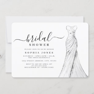 Invitación Vestido elegante moderno para despedida de soltera