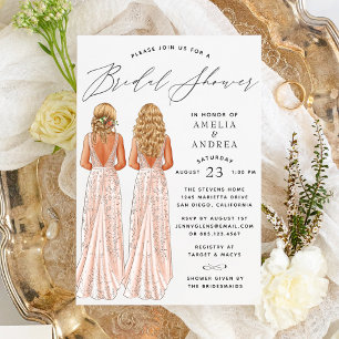 Invitación Vestido Elegante para Despedida de Soltera de Dos 
